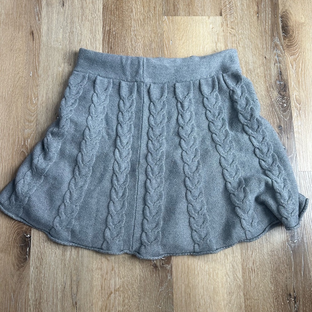 Gray Cable Knit Wool Cotton Skirt